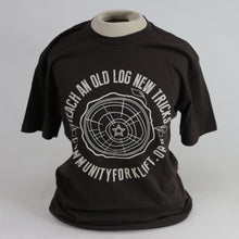 Load image into Gallery viewer, Brown “Old Log New Tricks” 20th Anniversary T-Shirt