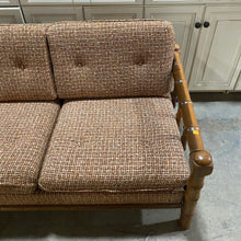 Load image into Gallery viewer, Vintage Faux Bamboo 3- Seat Sofa (White and Rust Colored)
