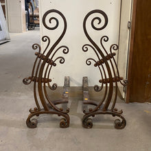 Load image into Gallery viewer, PAIR of Spiral Fireplace Andirons
