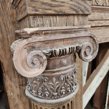 Load image into Gallery viewer, Large Salvaged Mantel with Columns and Crest Trim
