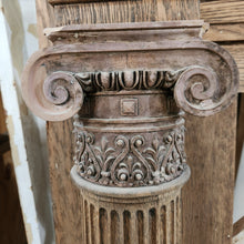 Load image into Gallery viewer, Large Salvaged Mantel with Columns and Crest Trim
