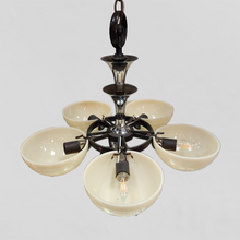Load image into Gallery viewer, 1930s Vintage Art Deco Chrome and Custard Uranium Glass Chandelier

