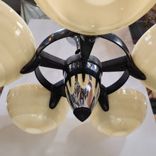 Load image into Gallery viewer, 1930s Vintage Art Deco Chrome and Custard Uranium Glass Chandelier
