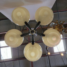 Load image into Gallery viewer, 1930s Vintage Art Deco Chrome and Custard Uranium Glass Chandelier
