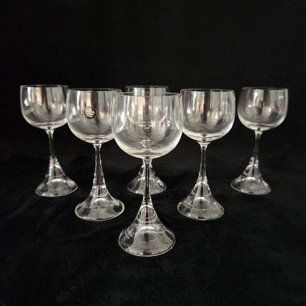 Square Cut Crystal Wine Glasses Set of 6