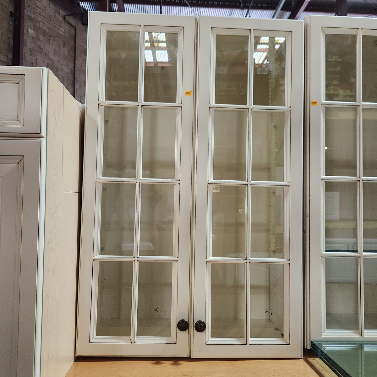 32 Piece Set of Glazed Kitchen Cabinets with Glass Panel Doors – Community  Forklift Marketplace