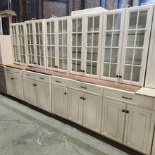 Load image into Gallery viewer, 32 Piece Set of Glazed Kitchen Cabinets with Glass Panel Doors
