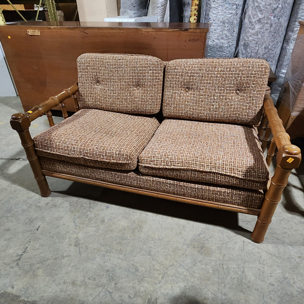 Vintage Faux Bamboo Loveseat (White and Rust Colored)