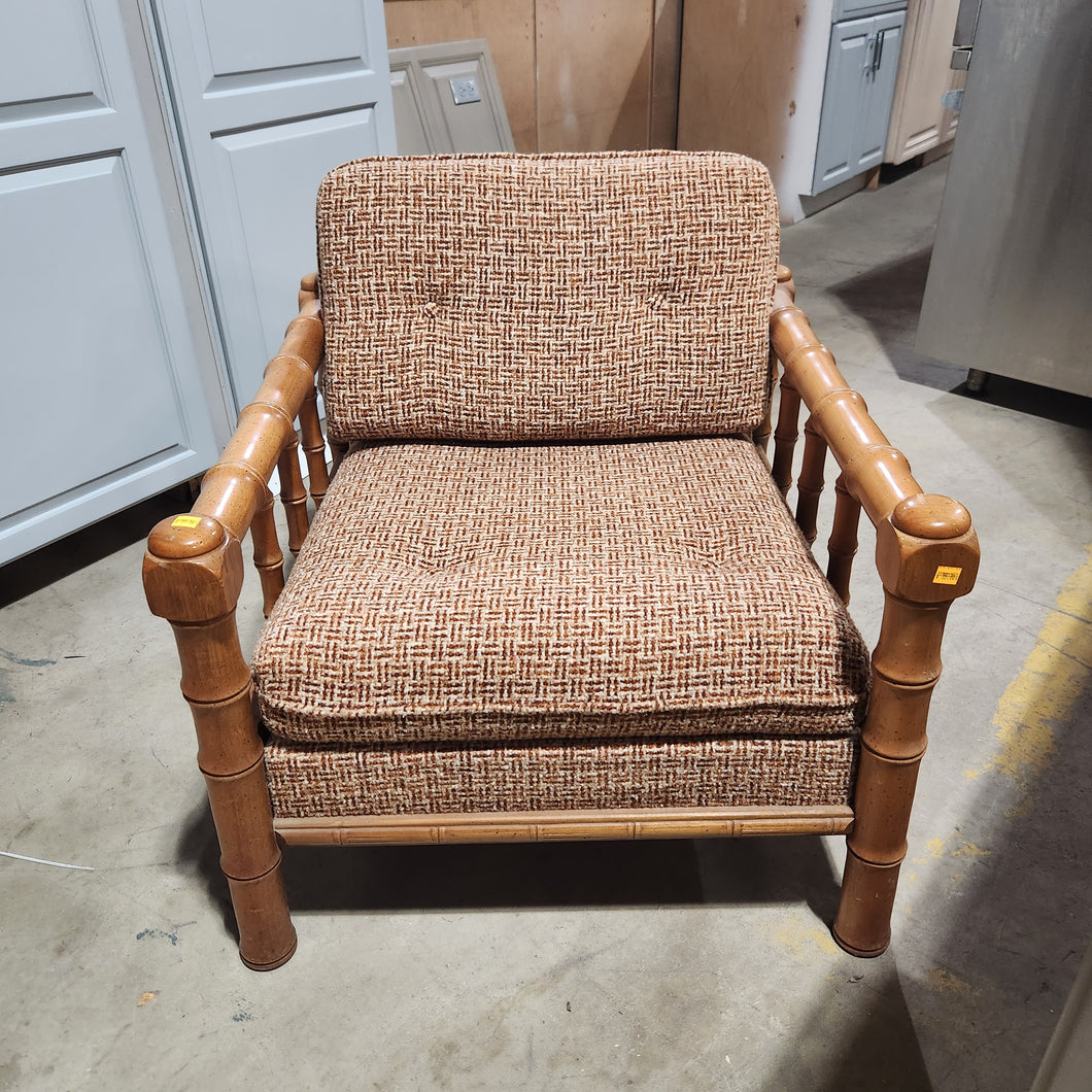 Vintage Faux Bamboo Armchair (White and Rust Colored)