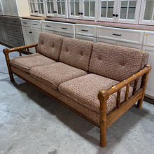 Load image into Gallery viewer, Vintage Faux Bamboo 3- Seat Sofa (White and Rust Colored)
