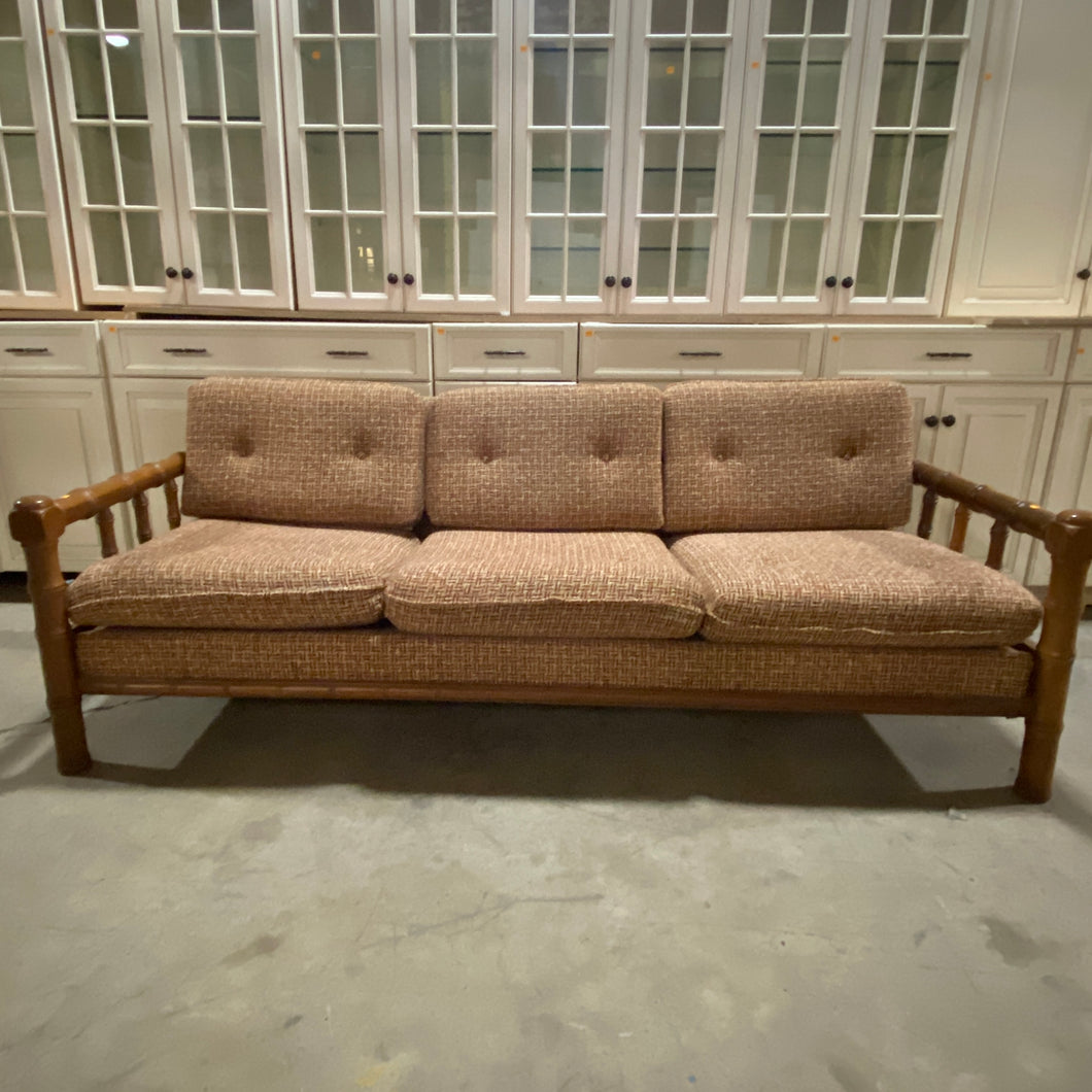 Vintage Faux Bamboo 3- Seat Sofa (White and Rust Colored)