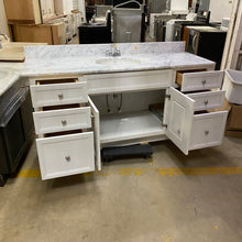 Load image into Gallery viewer, 62&quot; Single Vanity with Gray and White Marble Top
