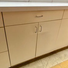 Load image into Gallery viewer, 8 Piece Set of White Laminate Kitchen Cabinets with Wire Pulls
