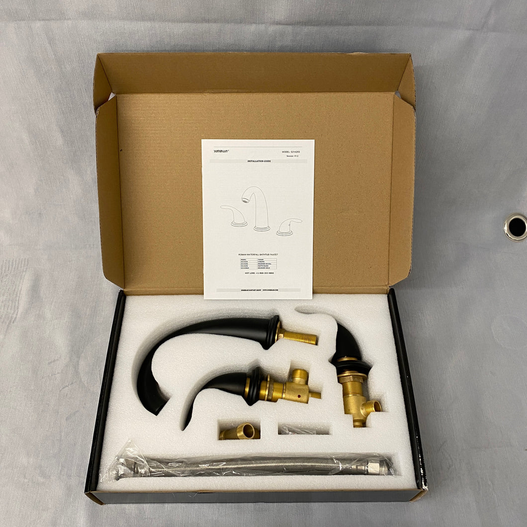 Sumerain Roman Waterfall Bathtub Faucet in Matte Black