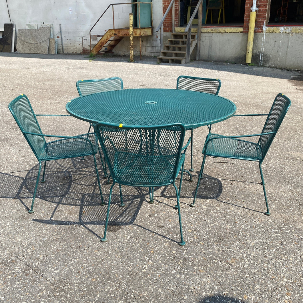 Green Metal Patio Set with Side Chairs
