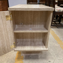 Load image into Gallery viewer, Faux Travertine Laminate Swivel Base End Table
