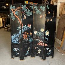 Load image into Gallery viewer, Four Panel Black Lacquered Folding Screen
