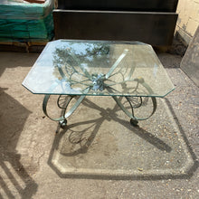 Load image into Gallery viewer, Patio Coffee Table with Ornate Base and Beveled Glass Top
