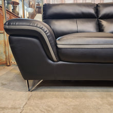 Load image into Gallery viewer, Streamlined Black Leather Loveseat
