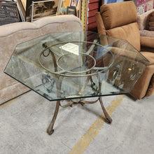 Load image into Gallery viewer, Eight-Sided Glass Top Table with Metal Base
