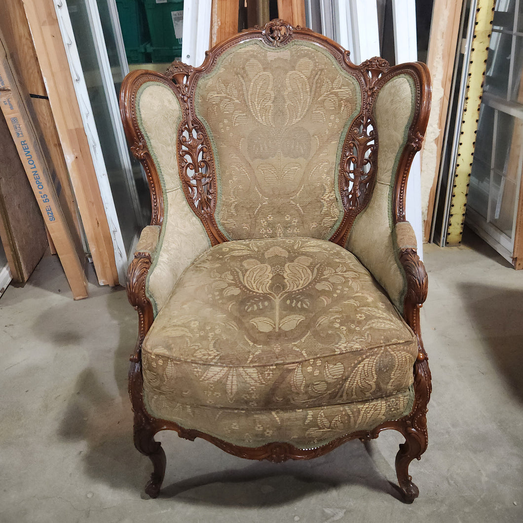 Carved Wingback Parlor Chair