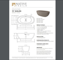 Load image into Gallery viewer, NativeStone® &#39;Avalon&#39; 72 Inch Concrete Bathtub
