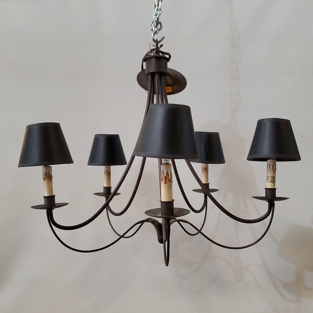 Currey & Company Chandelier with Black Shades