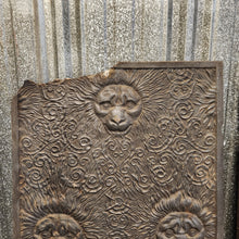 Load image into Gallery viewer, Lion Faces Cast Iron Fireback with Side Panels
