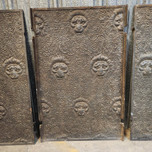 Load image into Gallery viewer, Lion Faces Cast Iron Fireback with Side Panels

