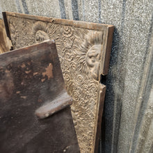 Load image into Gallery viewer, Lion Faces Cast Iron Fireback with Side Panels

