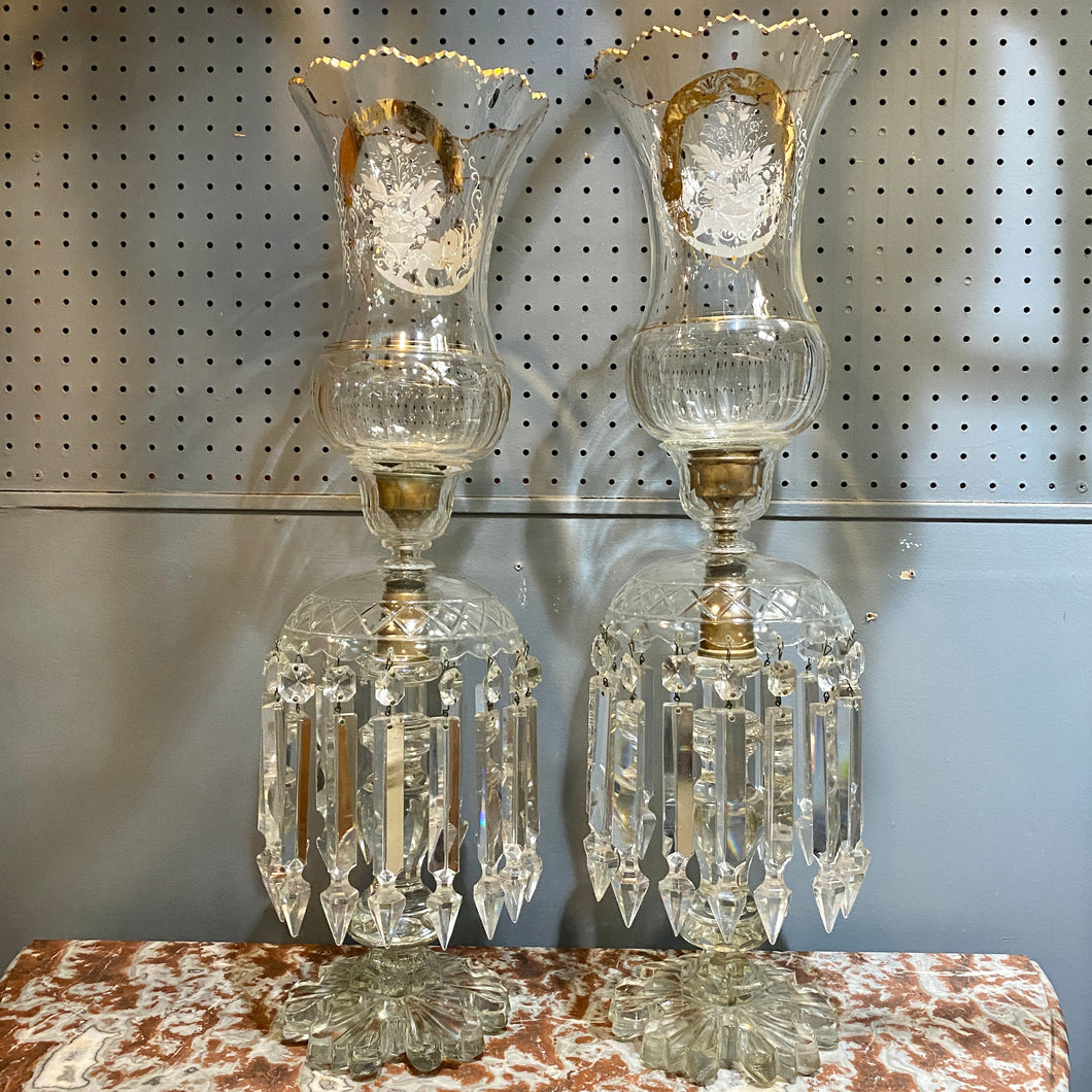 Pair of Vintage Crystal Candle Holders