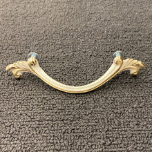 Load image into Gallery viewer, Simple Vintage White and Gold Tone French Provincial Drawer Pulls 4-5/8&quot;

