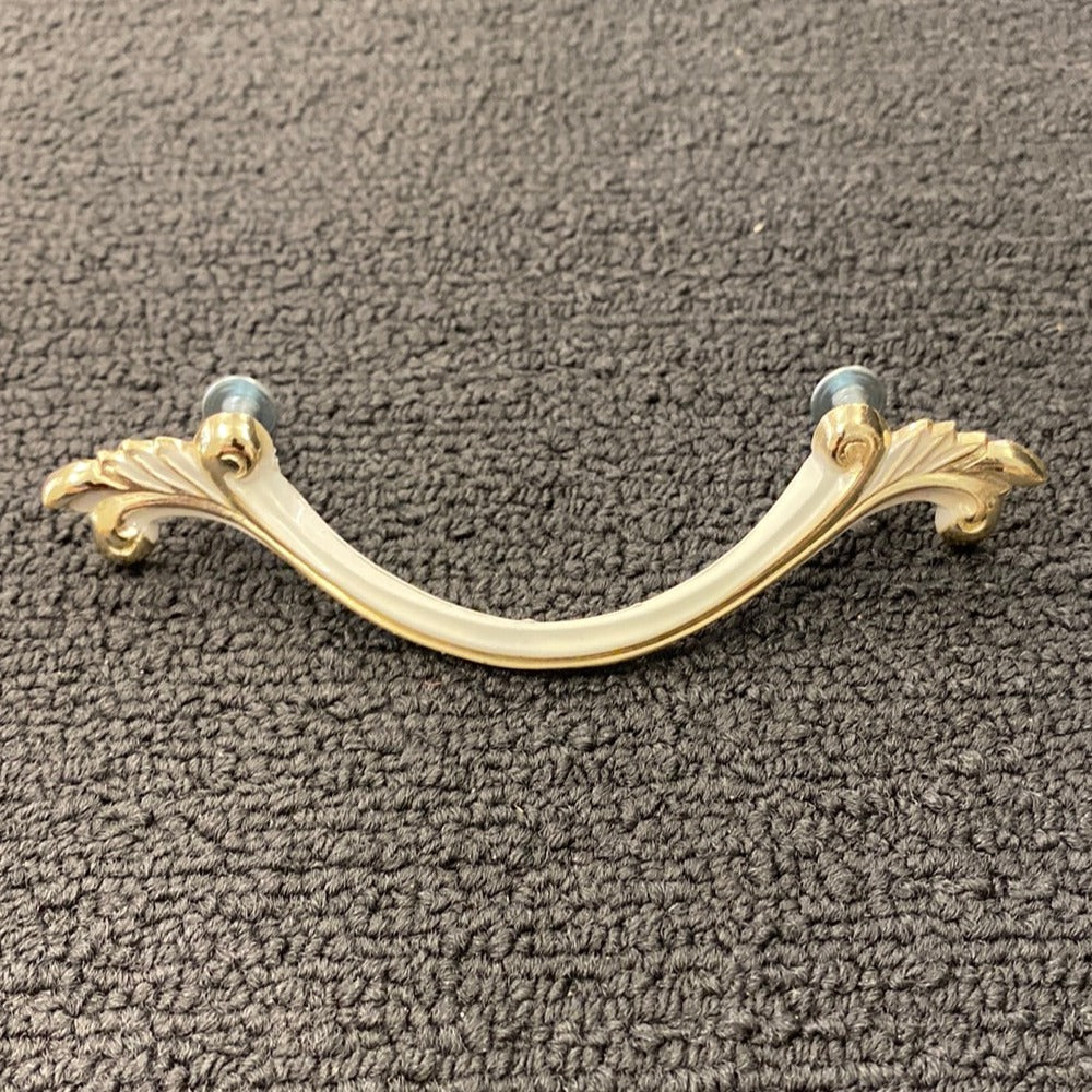 Simple Vintage White and Gold Tone French Provincial Drawer Pulls 4-5/8