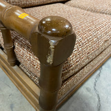 Load image into Gallery viewer, Vintage Faux Bamboo 3- Seat Sofa (White and Rust Colored)

