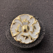 Load image into Gallery viewer, Vintage 2&quot; White and Gold Tone Round Flower Knob

